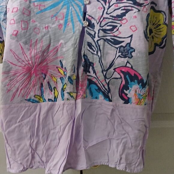 Fresh Produce lilac floral print tunic top beach vacation cruise Sz 2X  EUC - Picture 7 of 10